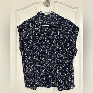 Equipment 100% Silk Anchor Relaxed Fit Shirt/ Blouse